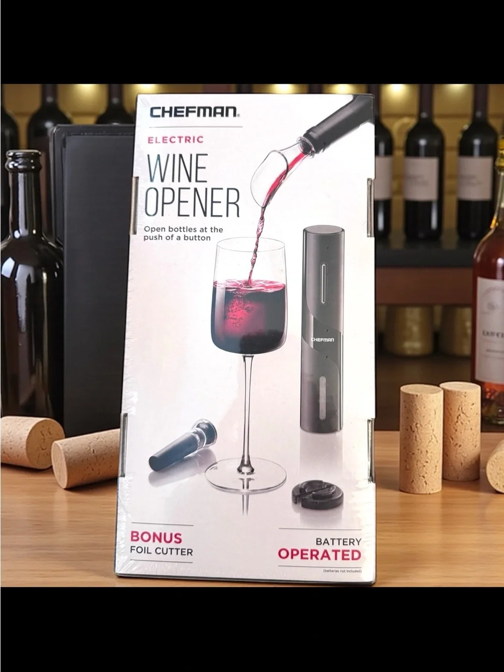 Chefman Electric Wine Opener Set 4pc Automatic Corkscrew Gift Set New